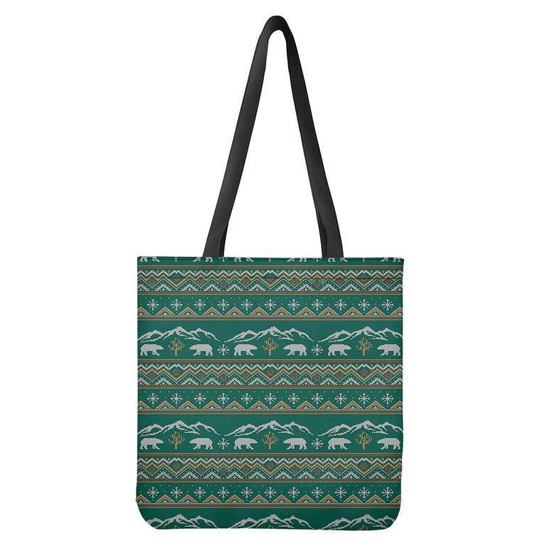 Polar Bear Knitted Pattern Print Tote Bag