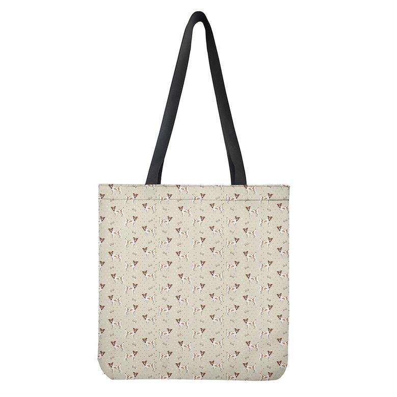 Polka Dot Jack Russell Terrier Print Tote Bag