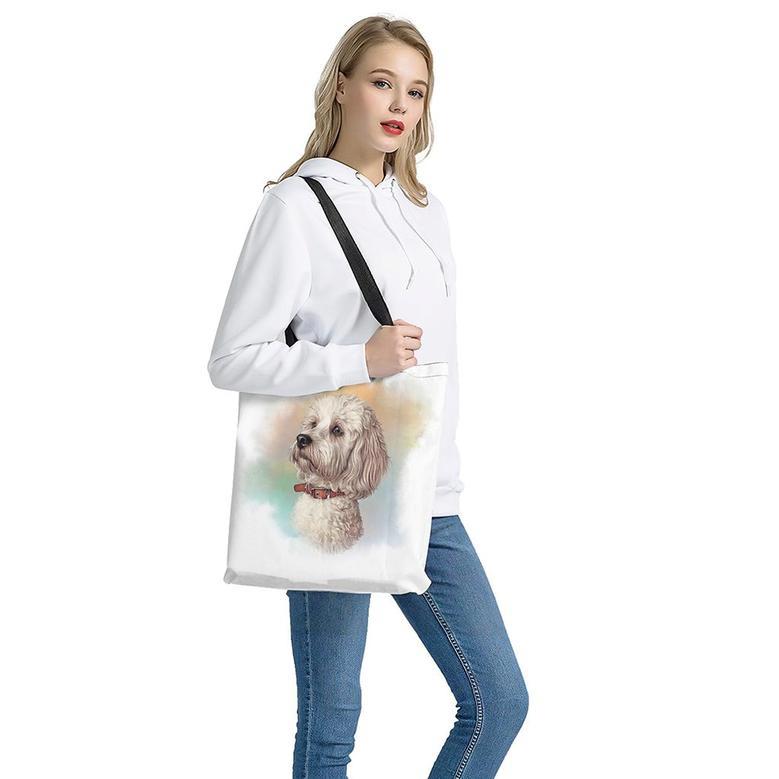 Poodle Portrait Print Tote Bag