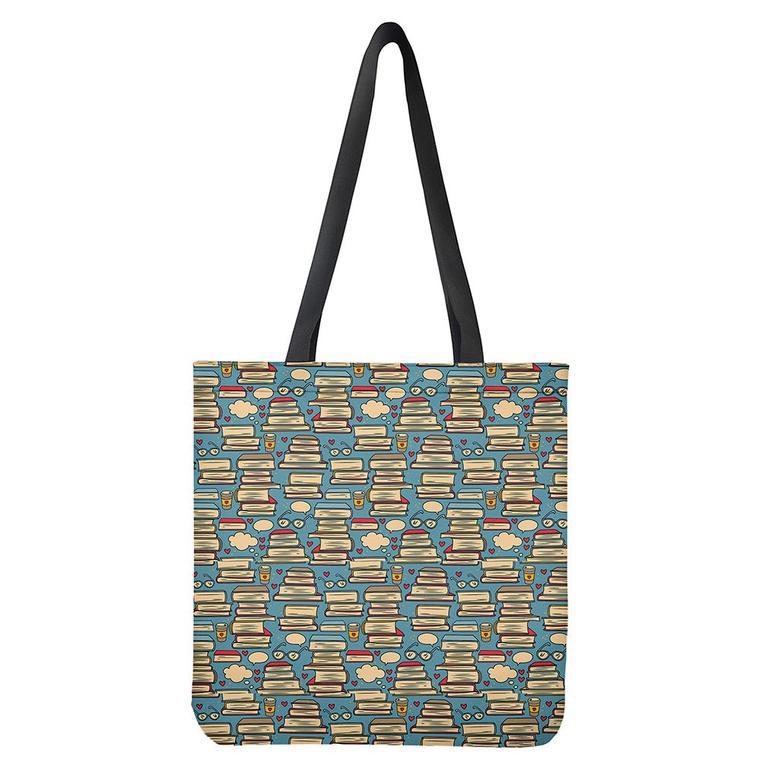 Pop Art Books Pattern Print Tote Bag