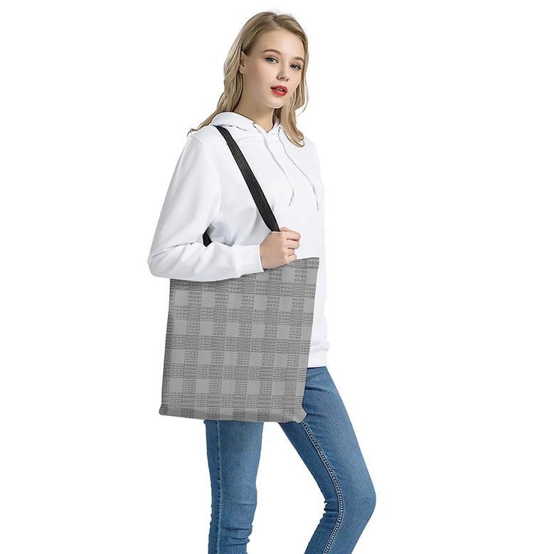 Prince Of Wales Check Pattern Print Tote Bag