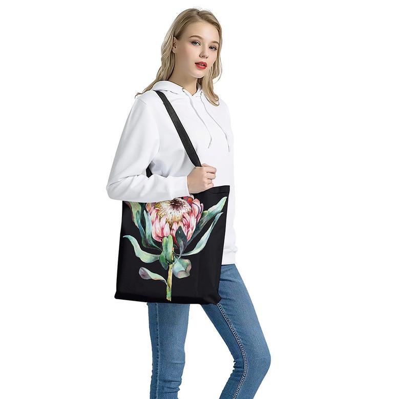 Protea Flower Print Tote Bag