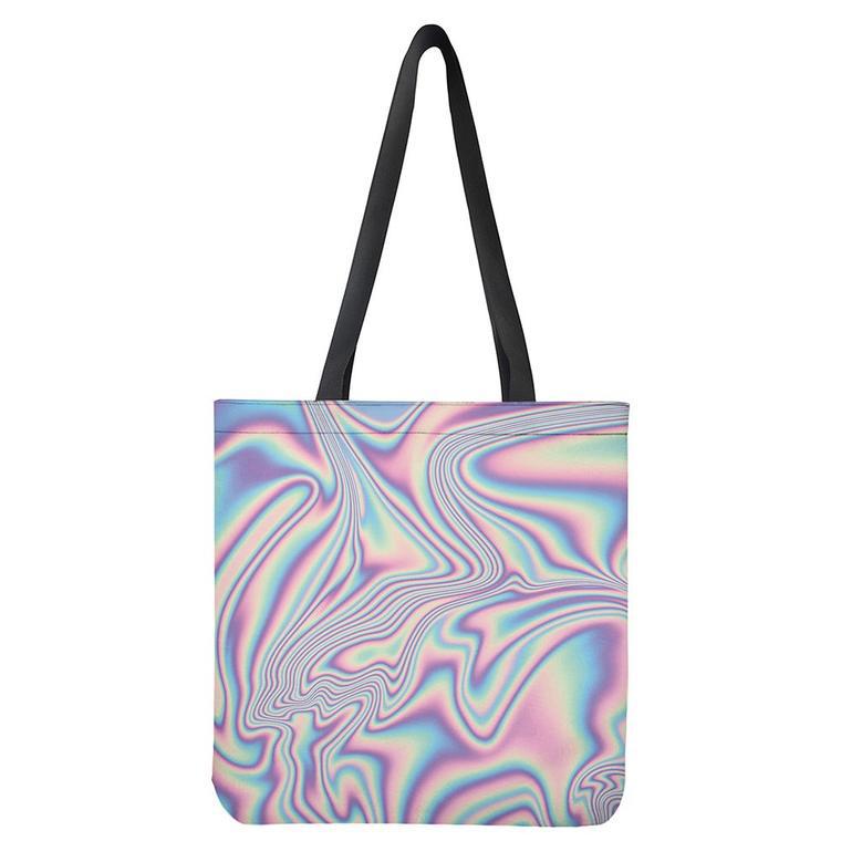 Psychedelic Holographic Print Tote Bag