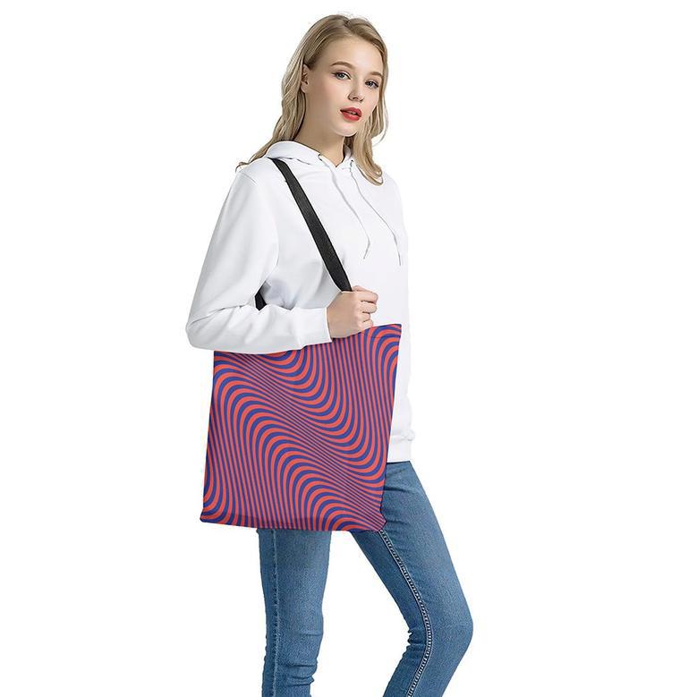 Psychedelic Illusion Print Tote Bag