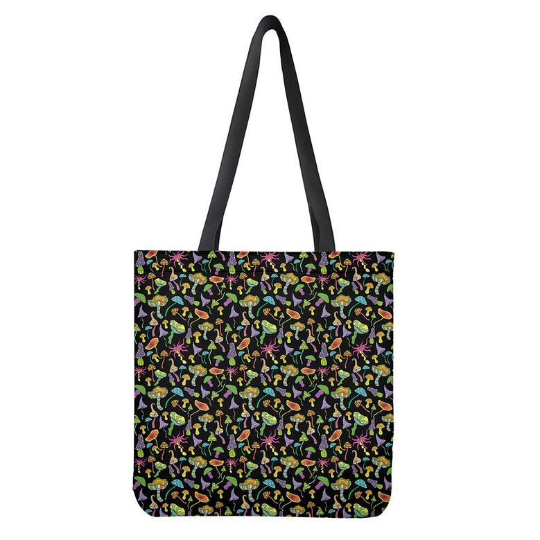 Psychedelic Mushroom Pattern Print Tote Bag