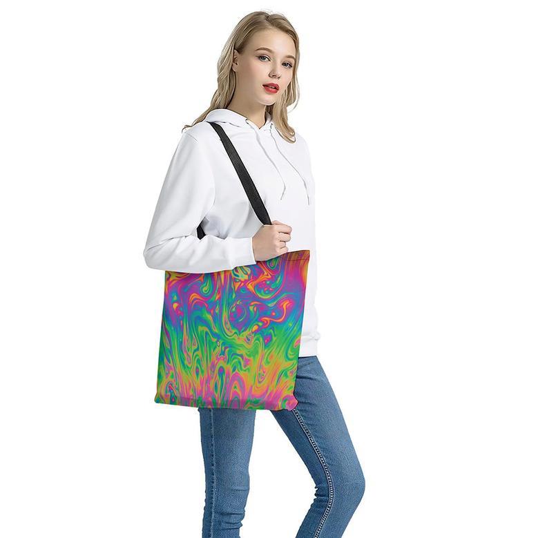 Psychedelic Surface Print Tote Bag