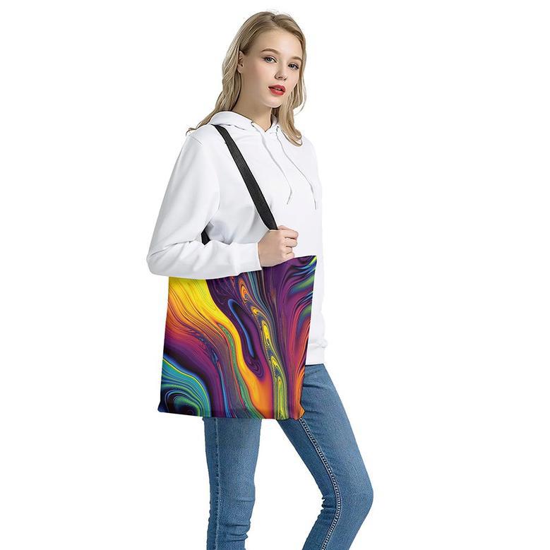 Psychedelic Trippy Fractal Print Tote Bag