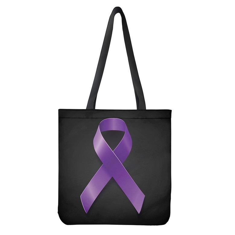 Purple All Cancer Awareness Ribbon Print Tote Bag