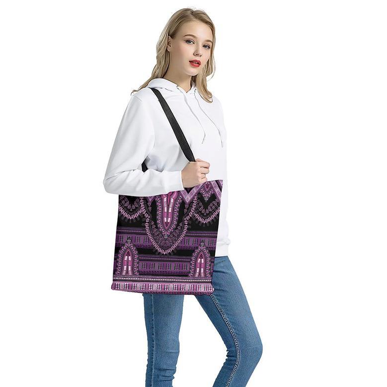 Purple And Black African Dashiki Print Tote Bag