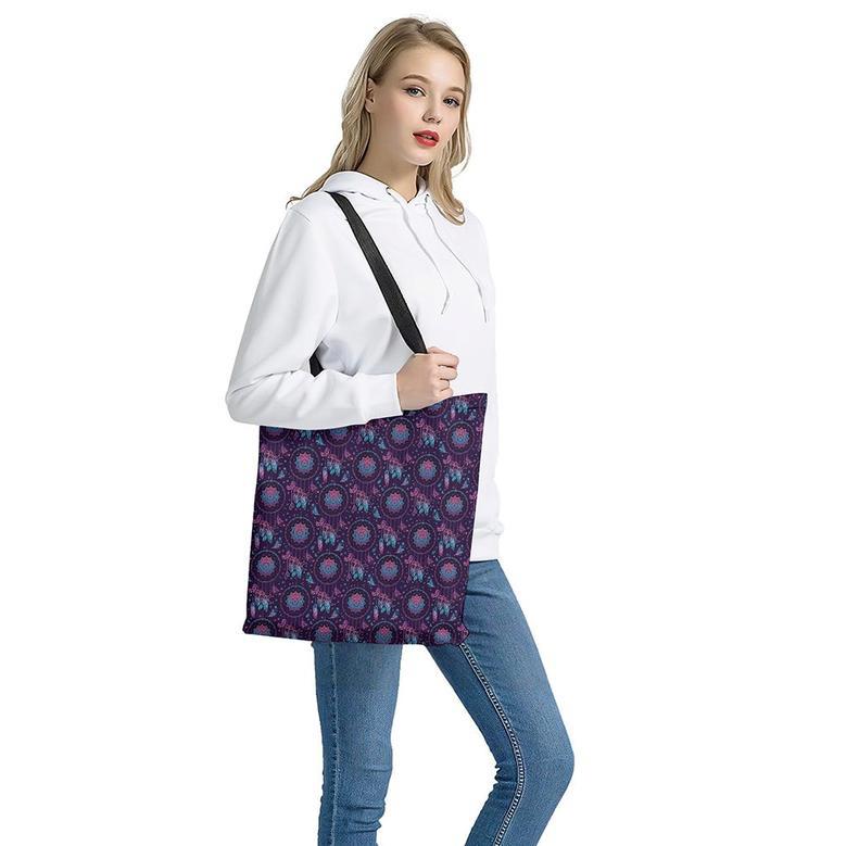 Purple And Teal Dream Catcher Print Tote Bag