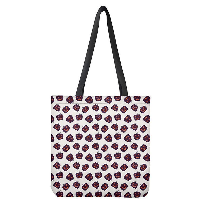 Purple Halloween Pumpkin Pattern Print Tote Bag