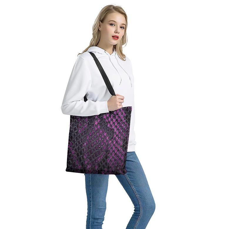 Purple Snakeskin Print Tote Bag