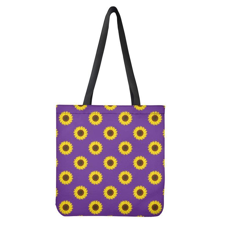 Purple Sunflower Pattern Print Tote Bag