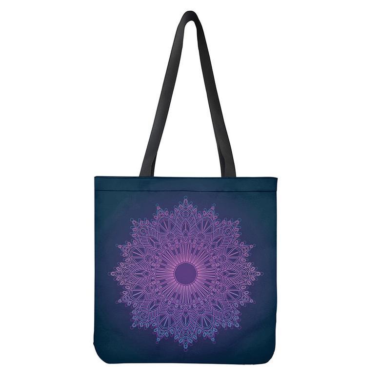 Purple Trippy Mandala Print Tote Bag