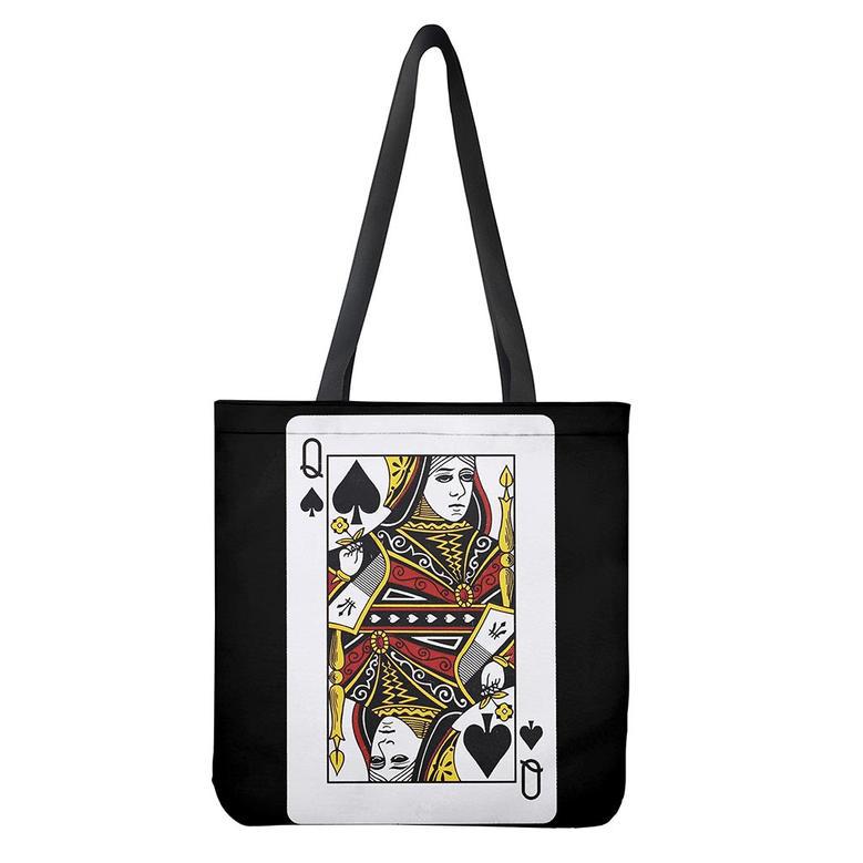 Queen Of Spades Playing Card Print Tote Bag