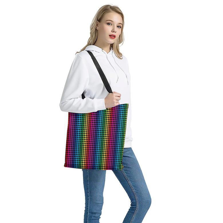 Rainbow Gay Pride Zigzag Pattern Print Tote Bag