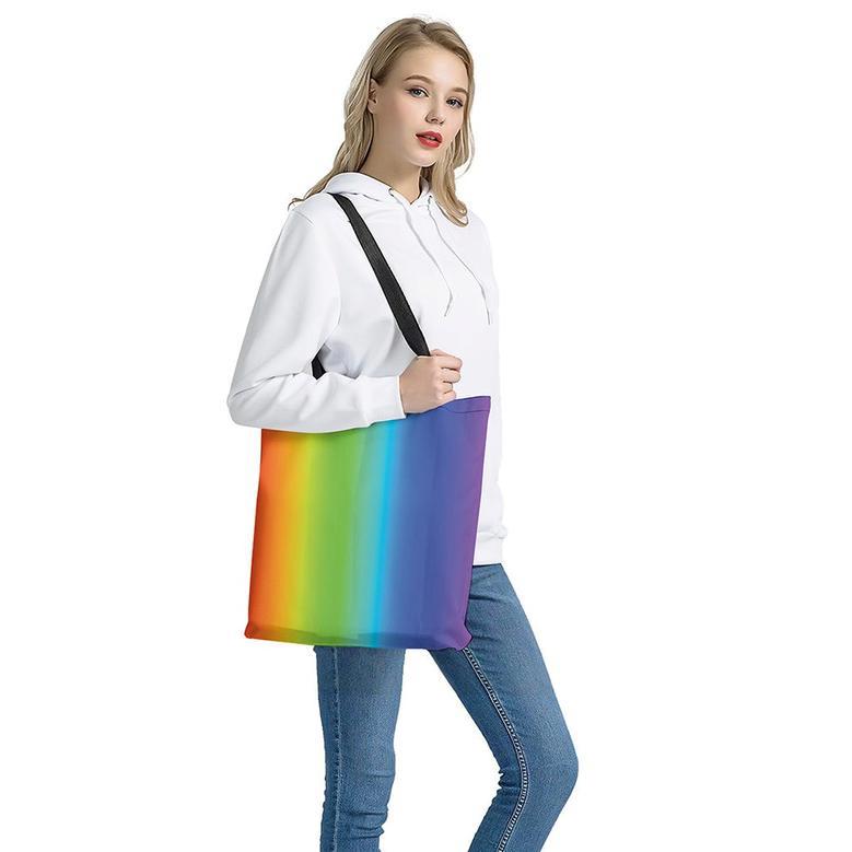 Rainbow Gradient Print Tote Bag