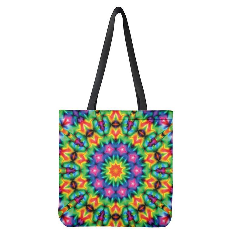 Rainbow Kaleidoscope Print Tote Bag