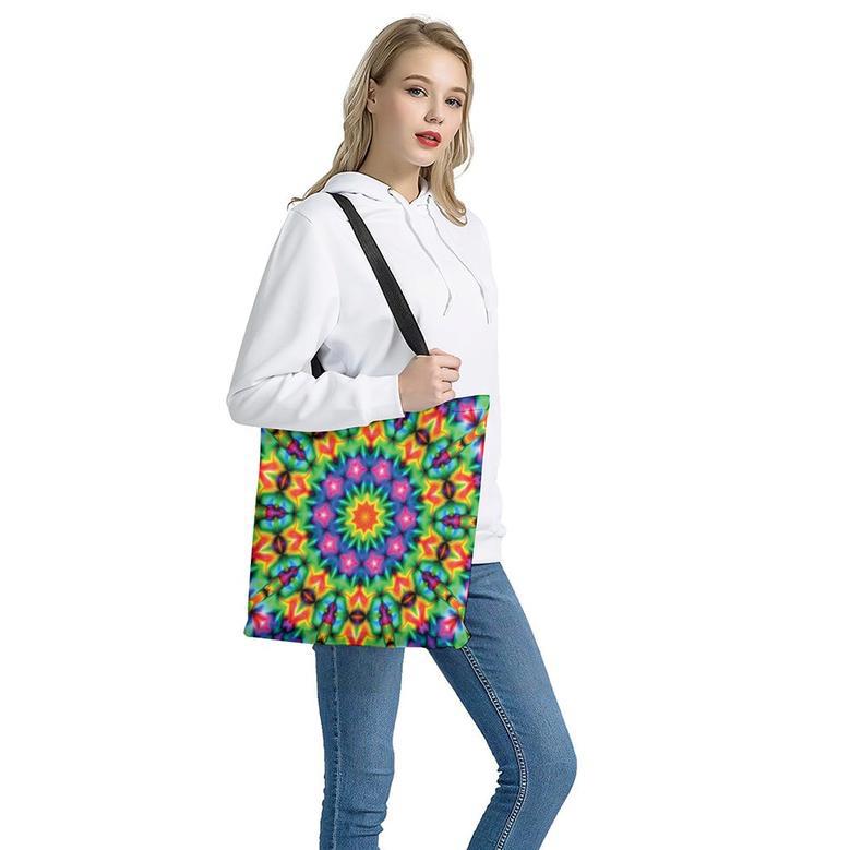 Rainbow Kaleidoscope Print Tote Bag