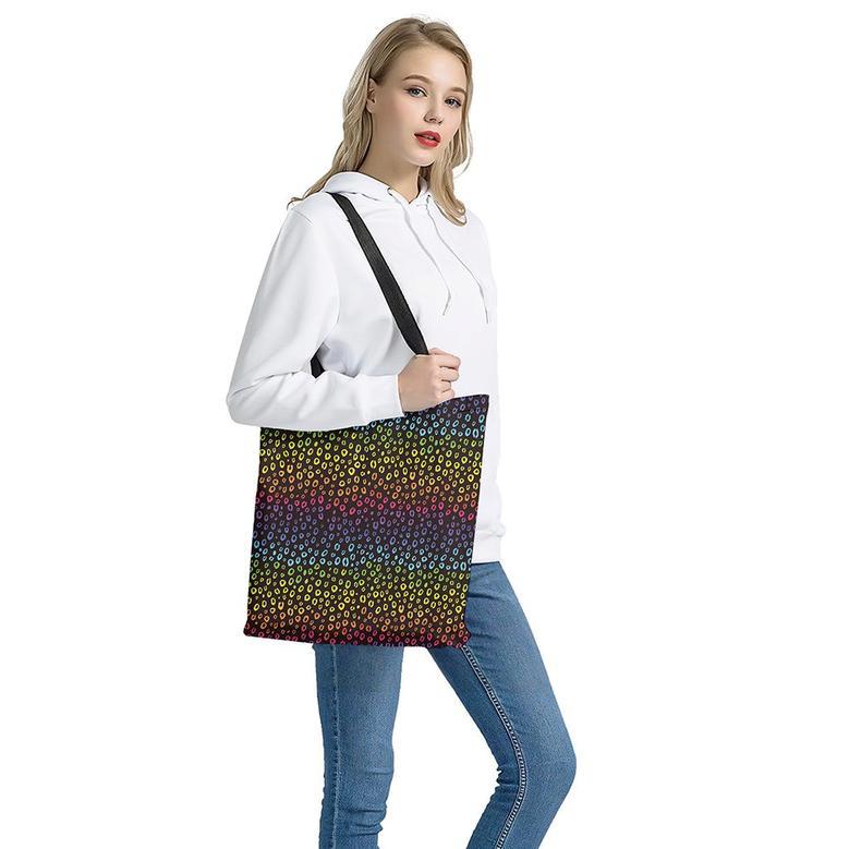 Rainbow Leopard Pattern Print Tote Bag