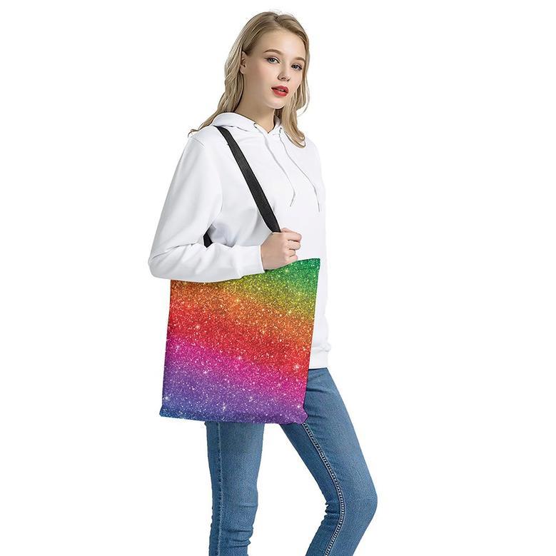 Rainbow (Not Real) Glitter Artwork Print Tote Bag