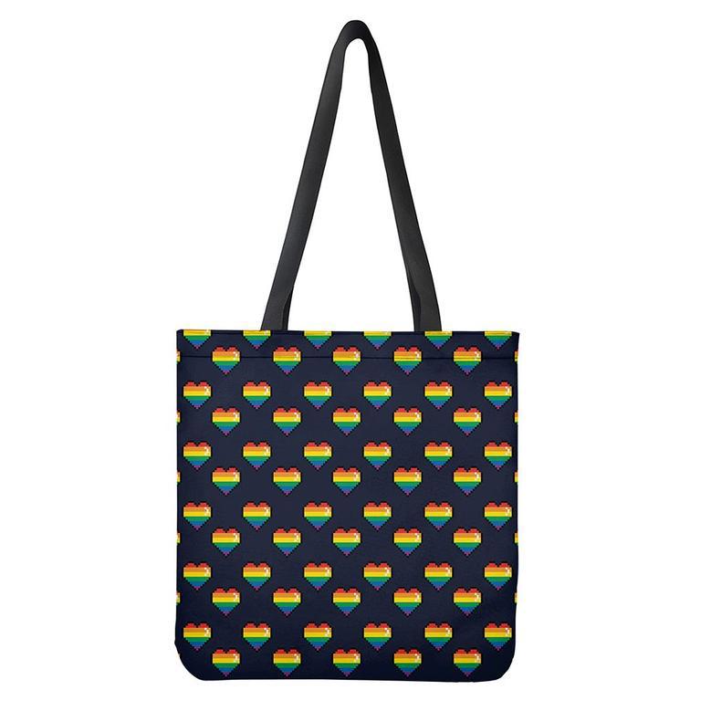 Rainbow Pixel Lgbt Pride Heart Tote Bag