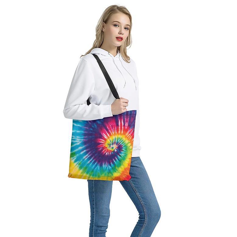 Rainbow Tie Dye Print Tote Bag