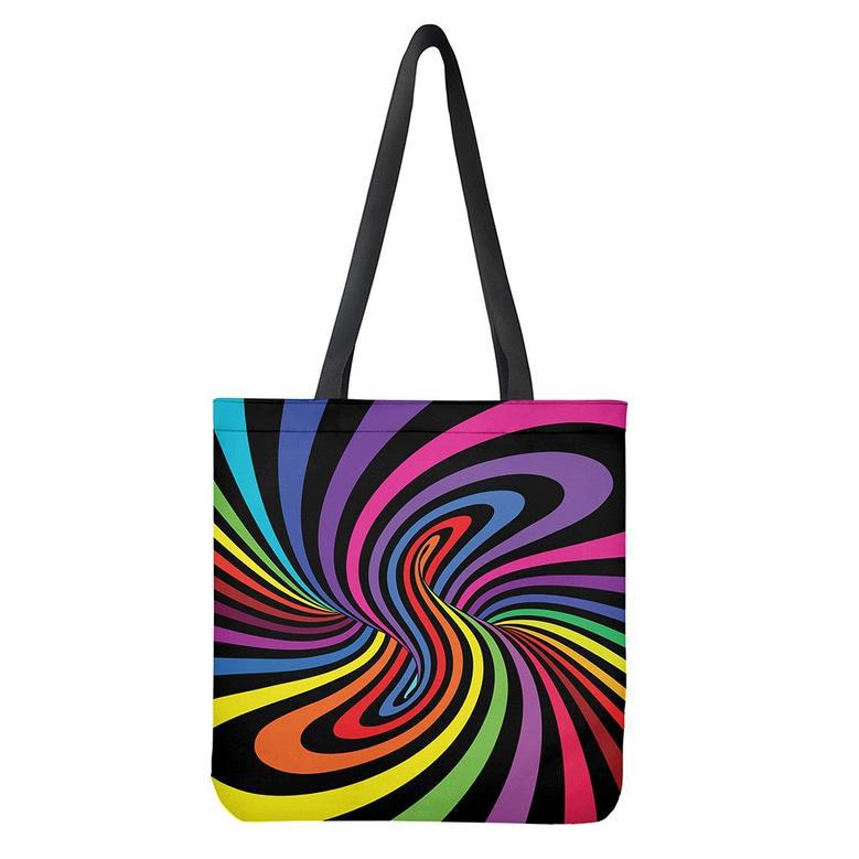 Rainbow Torus Psychedelic Print Tote Bag