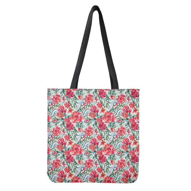 Red Amaryllis Pattern Print Tote Bag