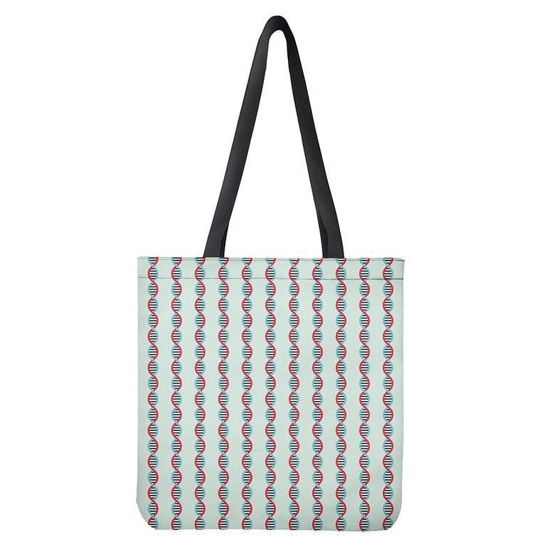 Red And Blue Dna Pattern Print Tote Bag