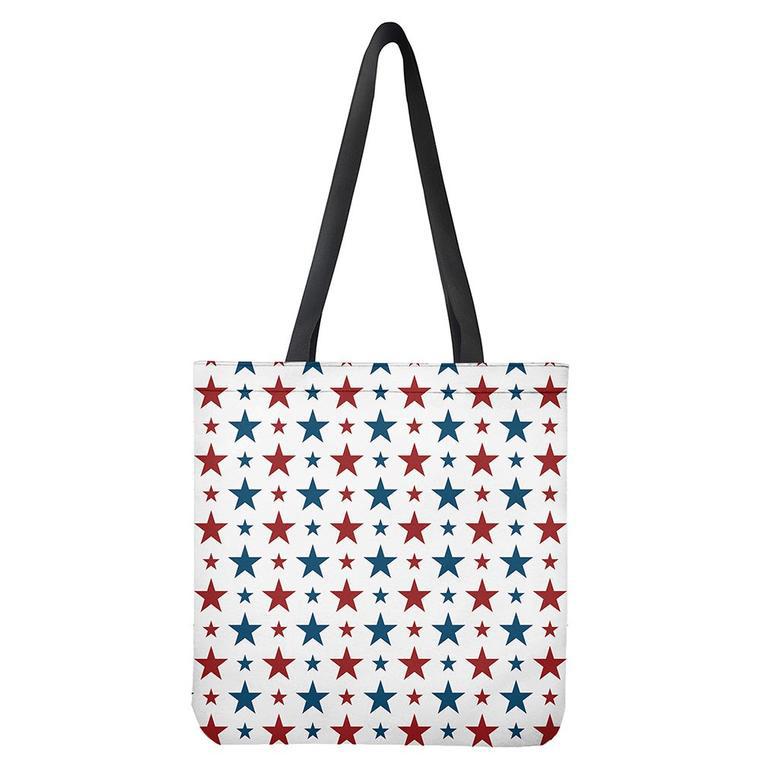 Red And Blue Usa Star Pattern Print Tote Bag