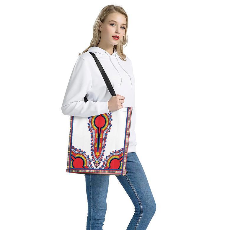 Red And White African Dashiki Print Tote Bag