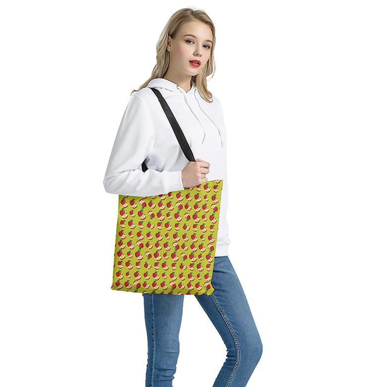 Red Apple Fruit Pattern Print Tote Bag