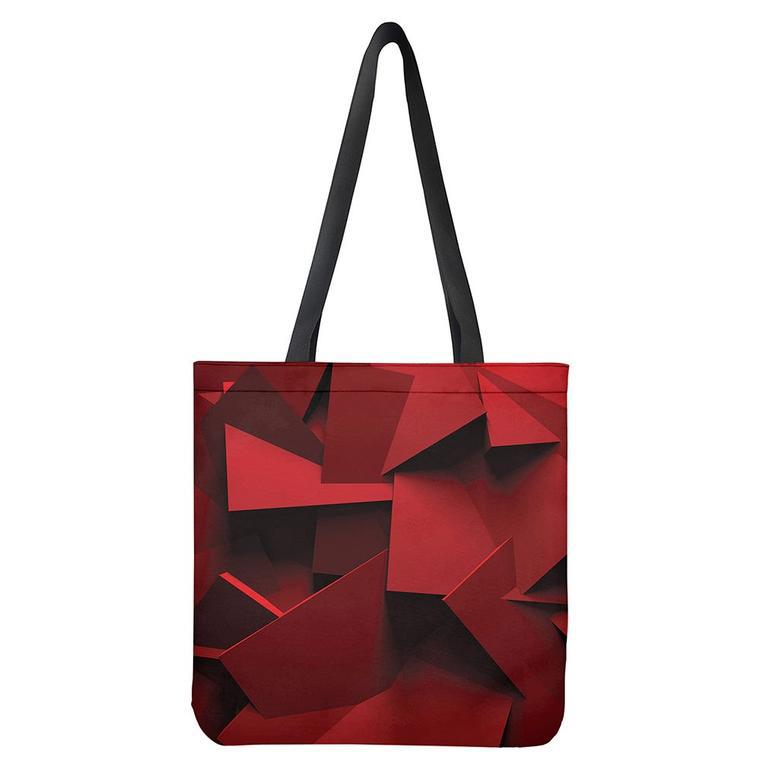 Red Geometric Print Tote Bag