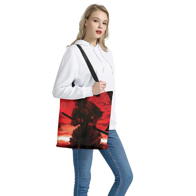 Red Sunset Samurai Print Tote Bag