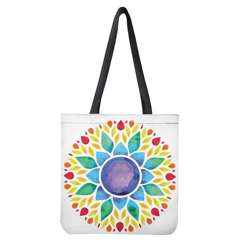 Reiki Chakra Flower Print Tote Bag