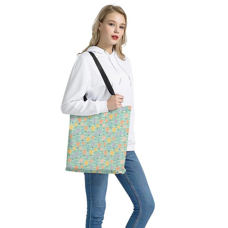 Retro Air Balloon Pattern Print Tote Bag