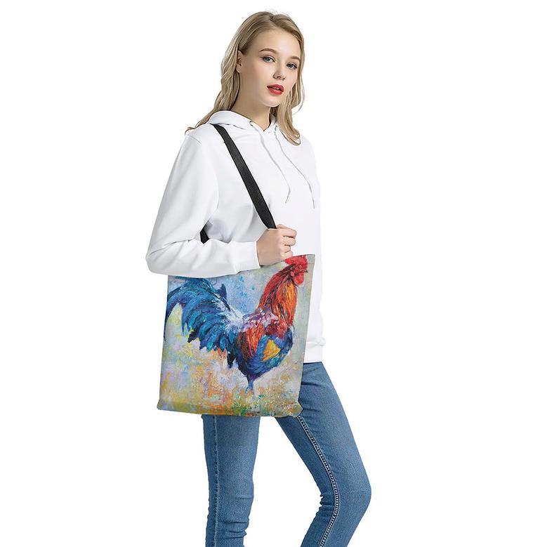 Rooster Painting Print Tote Bag