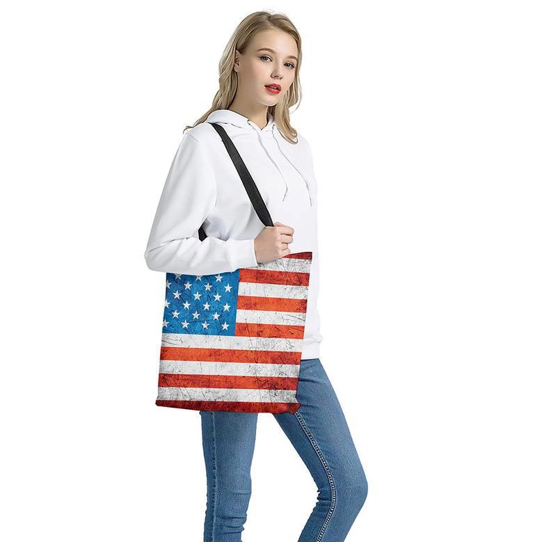 Rough Usa Flag Print Tote Bag