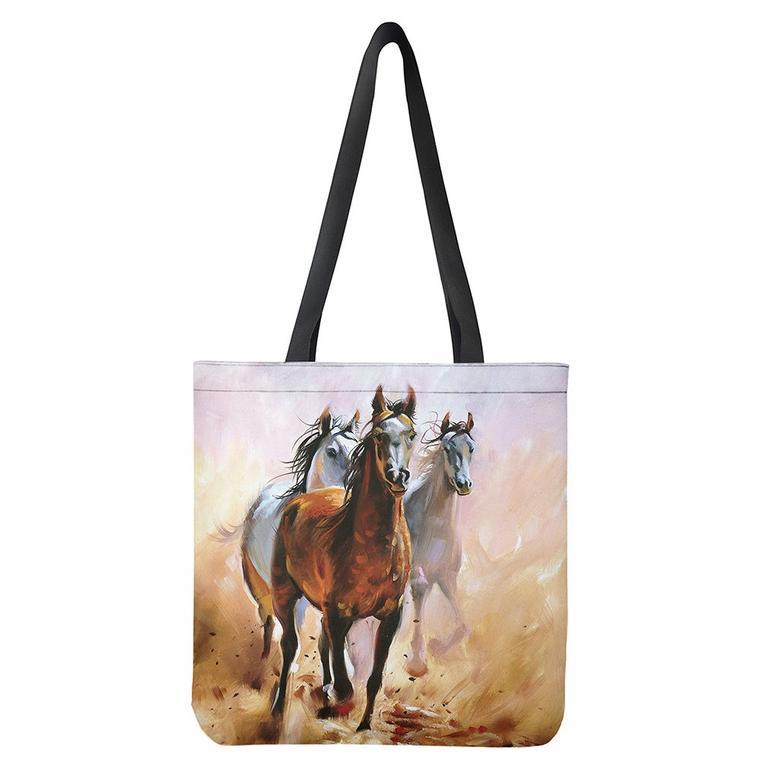 Running Horses Painting Print Tote Bag