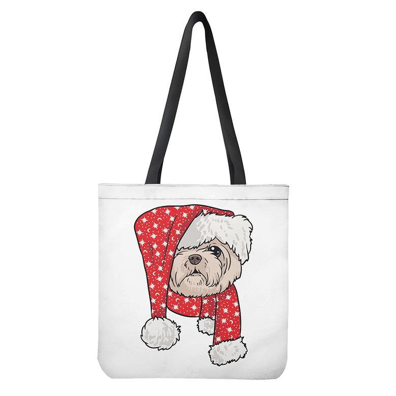 Santa Shih Tzu Print Tote Bag