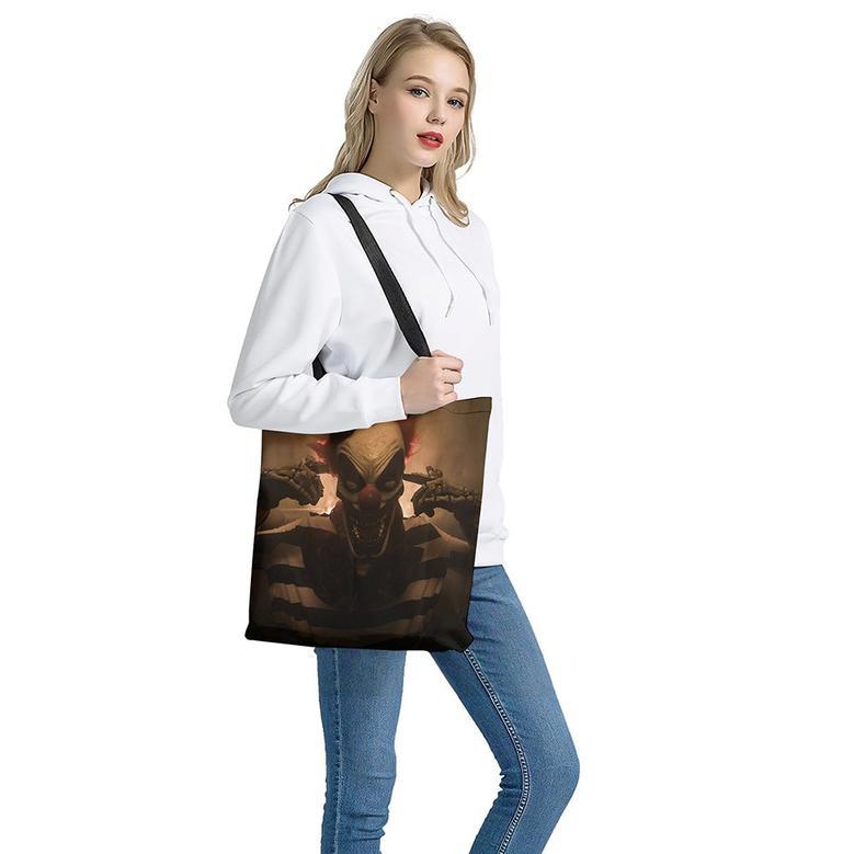 Scary Clown Print Tote Bag