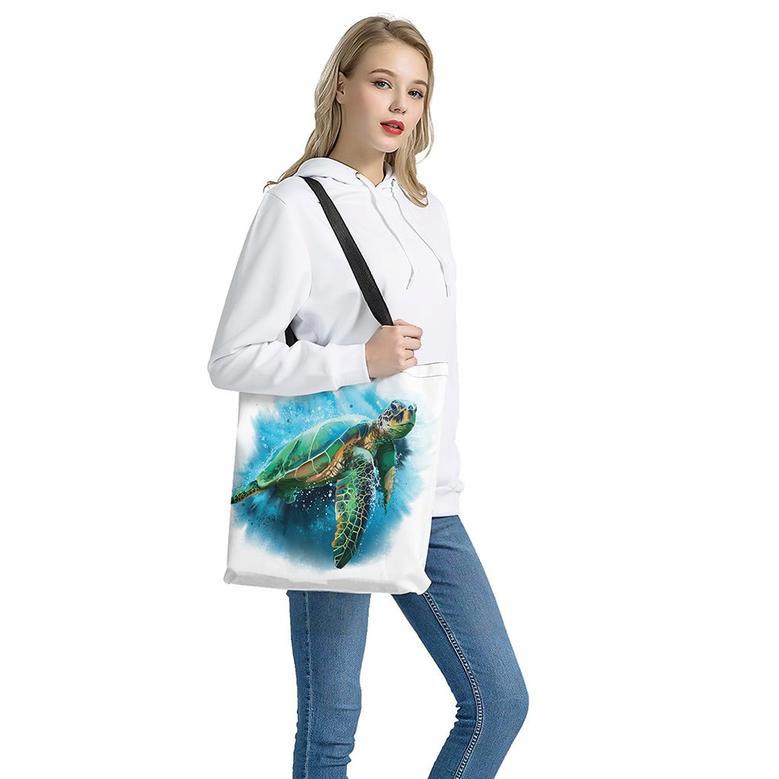 Sea Turtle Painting Print Tote Bag