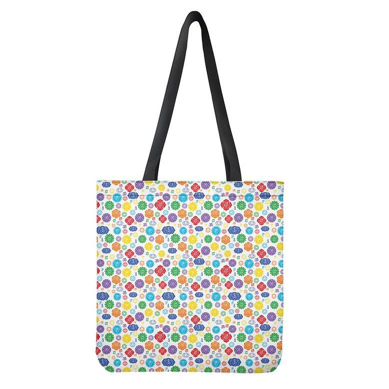 Seven Chakra Symbols Pattern Print Tote Bag