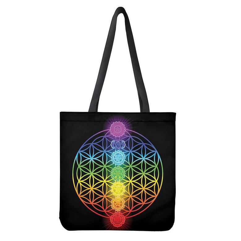 Seven Chakras Flower Of Life Print Tote Bag