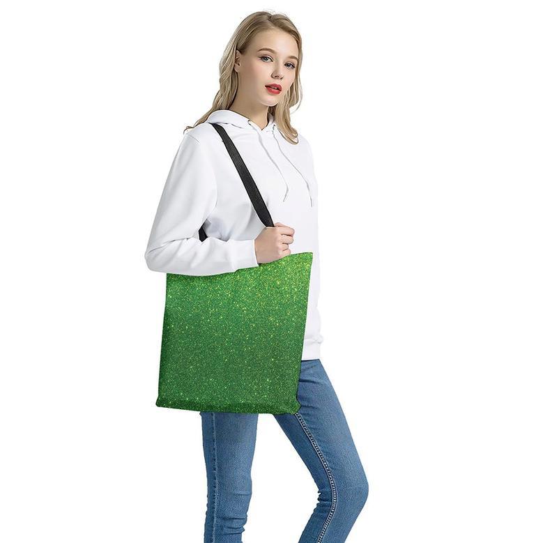 Shamrock Green (Not Real) Glitter Print Tote Bag