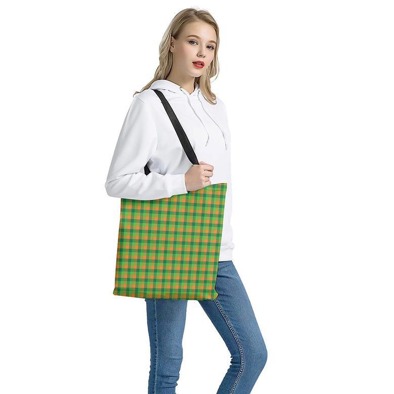 Shamrock Plaid St. Patrick's Day Print Tote Bag