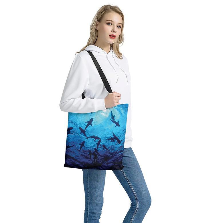 Shark Underwear Print Tote Bag