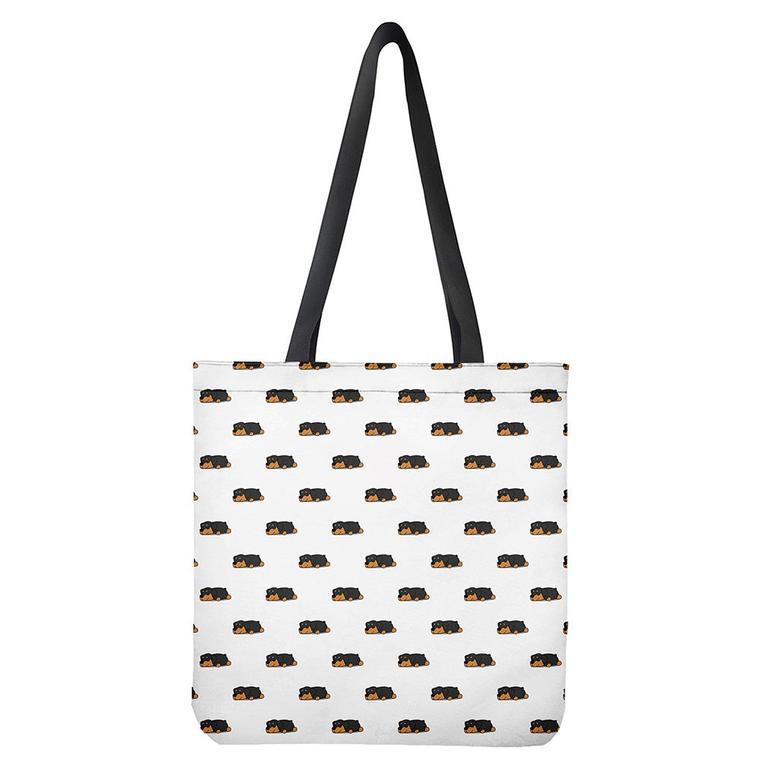 Sleeping Rottweiler Pattern Print Tote Bag