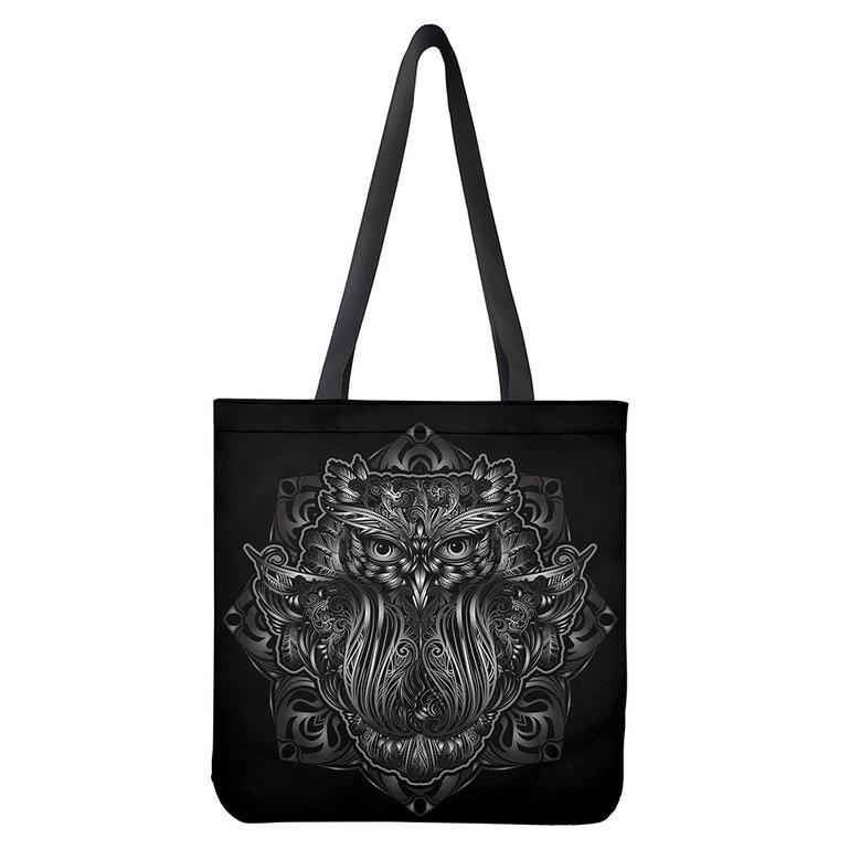 Sliver Spiritual Owl Print Tote Bag